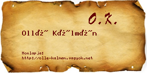 Ollé Kálmán névjegykártya
